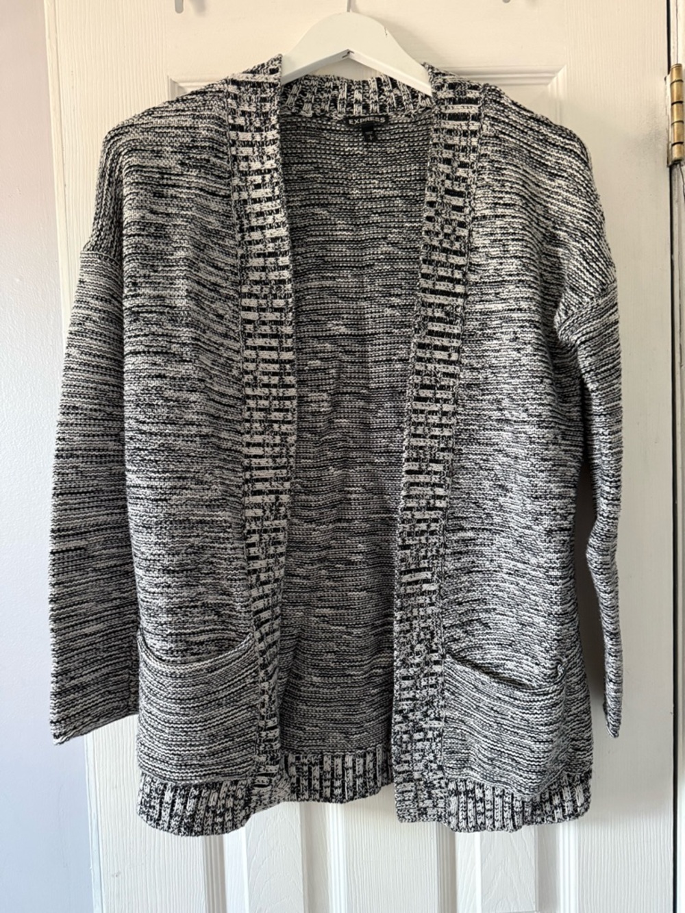 Express Black & White Knit Cardigan, fall sweater
